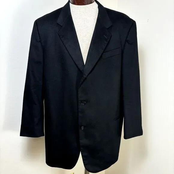 Donna Karan Men's Black Cashmere Sport Coat 48R Blazer Suit Jacket Made in Italy